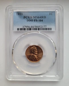 1959 Lincoln Cent DDO FS-104 PCGS MS64 RD. - Picture 1 of 3