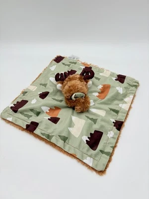 Baby Essentials Moose Lovey Security Blanket Tree Prints Woodland Mountain Hugs - Image 1 of 4