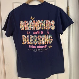 Simply Southern "Grandkids Are A Blessing" Navy Blue Adult T-Shirt - Size Medium - Picture 1 of 2
