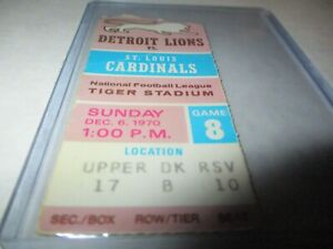 ST LOUIS CARDINALS At DETROIT LIONS Tiger Stadium December 6, 1970 Ticket Stub