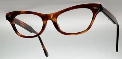 NOS! Vintage 1950s Amber/Tortoise Cat Eye Women's Eyeglass Frames 46/18/125 #333 - Image 1 of 4