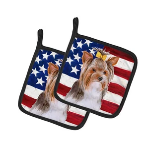 Yorkshire Terrier Yorkie Patriotic Pair of Pot Holders BB9723PTHD - Picture 1 of 1