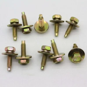 10 Body Bolts 1/4-20 X 7/8 3/4" Washer O.D. 7/16 Hex Head With Dog Pt For Ford - Picture 1 of 5