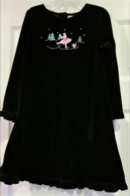 Черное бархатное платье для девочек Sophie Rose тема катания на коньках - размер 6 - Изображение 1 из 4