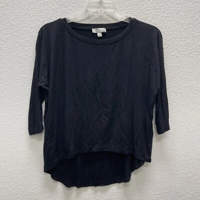 Kenar Women's Medium Shirt Black High Low Cocoon Wide Neck Knit EUC 3/4 Sleeves — 第 1/4 张图片