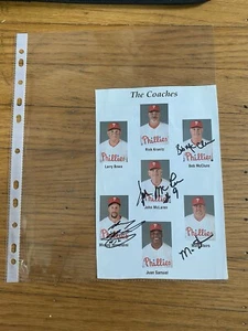 Matt Stairs John McLaren Bob McClure Mickey Morandini Signed Phillies Cutout - Picture 1 of 1