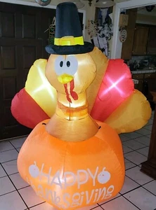 6FT Thanksgiving Inflatable Turkey w/ LED Lights Outdoor Yard Fall Blow Up Decor - Picture 1 of 4