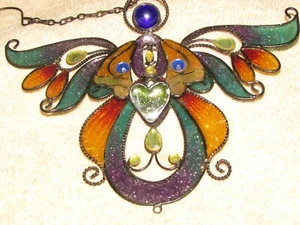 angel, metal frame inlaid w/plastic, hanging 7.5 x 6"  (f) - Picture 1 of 8