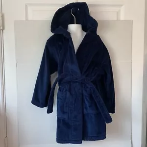 Turkish Luxury Kids Bathrobes SPA Terrycloth Waist Tie Pockets Navy Blue S/M - Picture 1 of 7