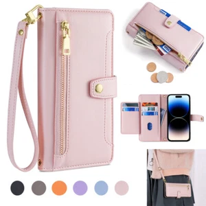 Luxury Leather Case Wallet Stand Cover For iPhone 6 7 8 Plus X 11 12 13 14 15 16 - Picture 1 of 18