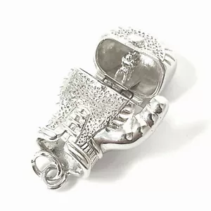 925 Silver Boxing Glove Pendant Hinged UK Hallmarked 8.8g - Picture 1 of 12