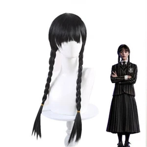 The Addams Family Wednesday Adams Cosplay Wig Hair Props Fancy Party Accessory - Picture 1 of 8