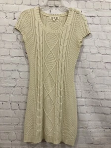 Vestido Suéter Rosa Premium Mujer Junior S Tejido con Cable Beige Botones - Imagen 1 de 11