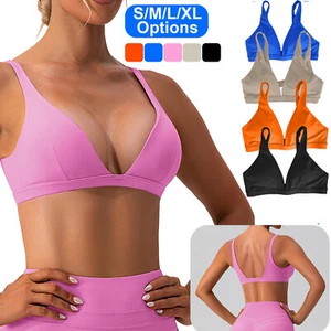 Women Sports Bras U-Shaped Back Bras Padded Strappy Crop Sexy Fitness Tank Tops - Picture 1 of 33