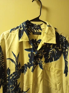 Camisa de manga corta Nautica blanca azul estampado hawaiano 100 % seda para hombre talla grande - Imagen 1 de 13