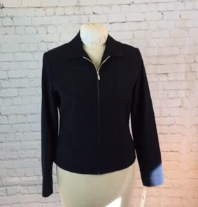 NWT Evan Picone Navy Blue Jacket Blazer Full Zip Red Lining Size 6 - Picture 1 of 6