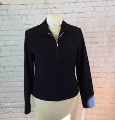 NWT Evan Picone Navy Blue Jacket Blazer Full Zip Red Lining Size 6 - Image 1 of 4