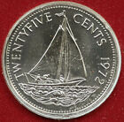 1972 BAHAMAS UK Königin Elizabeth II. BÖHMISCHES SEGELBOOT Beweis 25 Cent Münze i115902