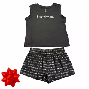 bebe Womens Pajama Sets Tank Top Shirt and Shorts Sleepwear Black Size 3XL - Picture 1 of 7