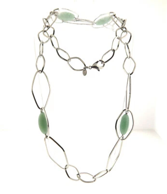Simona Collini Aventurine Station Necklace Chain 36 Inch - Image 1 of 4