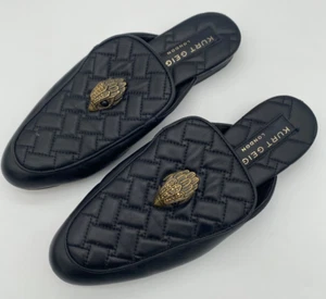 KURT GEIGER LONDON HOLLY EAGLE GESTEPPTE LEDER PANTOLETTE IN SCHWARZ 38,5 / 8 Flats - Bild 1 von 10