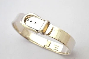 Taxco, Mexican 925 Sterling Silver Belt Buckle Bangle Bracelet. 49g, 7.3" - Picture 1 of 11