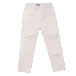8260AD pantalone bimba girl MONNALISA off white cotton trousers kids - Picture 1 of 4