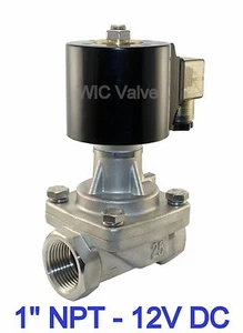 1" Inch Stainless Zero Differential Electric Solenoid Steam Valve 12V DC NC - Picture 1 of 2