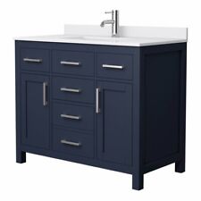 Wyndham Collection Beckett 42" Wood Single Bathroom Vanity in Dark Blue