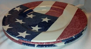 EXC Set of 3 Royal Stafford Americana Flag Earthenware 8½” Salad Plates England - Picture 1 of 4