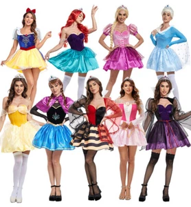 Princess Halloween Women Costume Fairytale Dress Up Rapunzel Belle Alice Jasmine - Picture 1 of 36