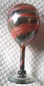 2 Orange and Black Swirl Glass Handpainted Halloween Goblets. - Picture 1 of 4