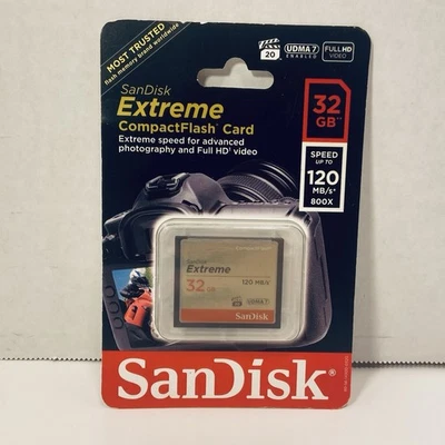 SanDisk 32GB Extreme Compact Flash Memory Card 120MB/s HD Video SDCFXS New 2014 - Image 1 of 4