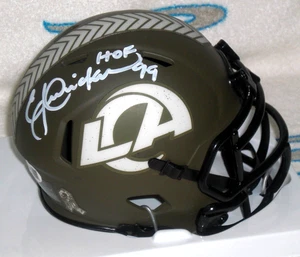 MINI CASCO FIRMADO POR ERIC DICKERSON SALUDO AL SERVICIO DE LOS ANGELES RAMS J.S.A. CERT - Imagen 1 de 4
