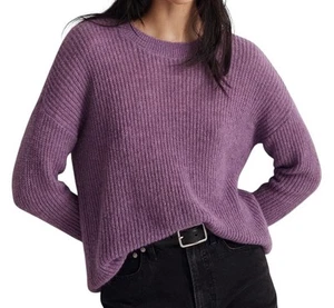 Nuevo con etiquetas Suéter Madewell Acanalado Cuello Redondo Mezcla Alpaca Púrpura Suave Talla Grande - Imagen 1 de 5