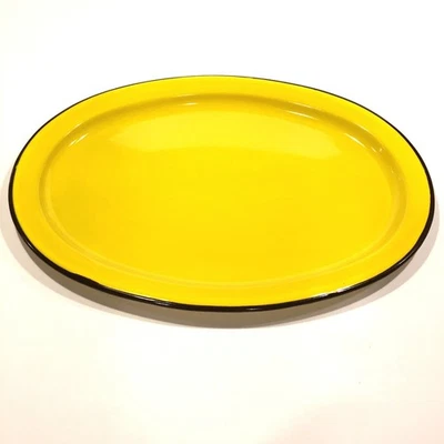 Большие винтажные японские эмалированные овальные тарелки Takahashi, 16 дюймов x 11,75 дюйма x 0,75 дюйма - Изображение 1 из 4