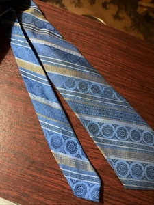 Wembley Herren Krawatte blau mit Design 53" für blau schwarze oder graue Anzüge Vintage - Bild 1 von 2