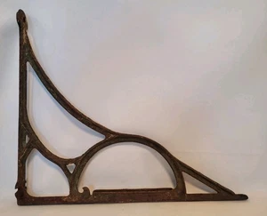 Antique Salvage Cast Metal Shelf L Bracket, 15 1/2" X  17 3/4" Chippy & Rusty - Picture 1 of 20