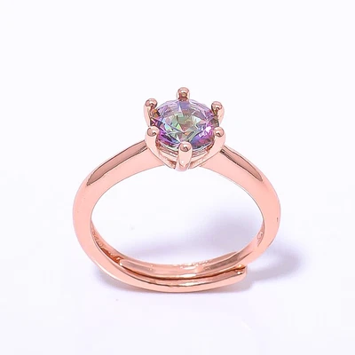 Mystic Topaz Silver Plated Jewelry Rose Gold Plated Ring s.Adjst C381-6_3 - Image 1 of 4