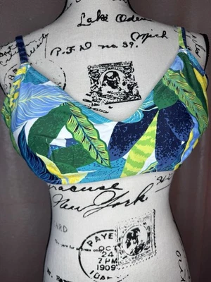 Aerie Tropical Azul Verde Floral Acolchado Scoop Bikini Top Traje de Baño XL Natación Nuevo Foto 1 de 4