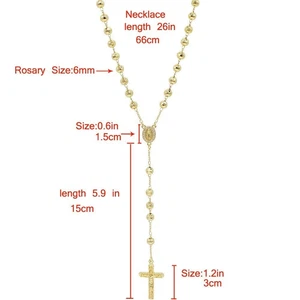 18K Layered Real Gold Filled Religious Rosary Necklace Virgin Mary Cross - Picture 1 of 12