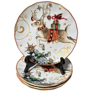 Williams Sonoma Twas The Night Before Christmas Salad Plates Reindeer Set Of 4 - Picture 1 of 5