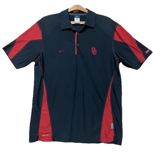 Oklahoma Sooners OU Polo Shirt Men L Black Nike Dri-Fit On-Field Performance - Picture 1 of 14