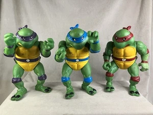 3 Vintage Teenage Mutant Ninja Turtles Giant 13" Action Figures TMNT 1989 - Picture 1 of 7