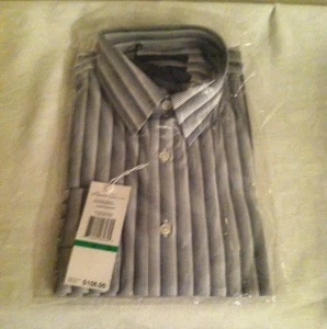KENNETH COLE NEW YORK MEN'S DRESS BLACK/WHITE STRIPES  WITH LONG SLEEVES,SIZE L - Picture 1 of 1