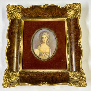 Miniture Painting of Regal Lady and Dog Signed - Picture 1 of 6