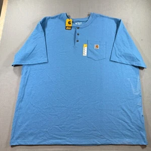 NWT Carhartt K84 Pocket Henley T Shirt Mens 4XL Blue Short Sleeve Workwear - Picture 1 of 10