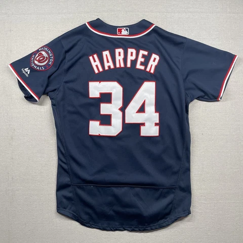 Bryce Harper Washington Nationals 34 Flex Base On-Field Majestic Jersey Sz 40 Cover