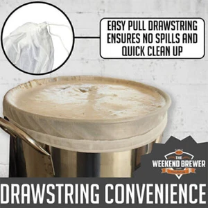 Big Large Reusable Fine Mesh Brew Bag for Fruit Wine Press Drawstring Straining - Picture 1 of 5