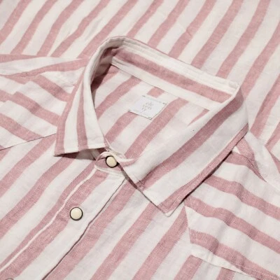 Camisa Eleventy Platinum nova sem etiquetas casual com botões tamanho 2XL em listras brancas e vermelhas - Imagem 1 de 4